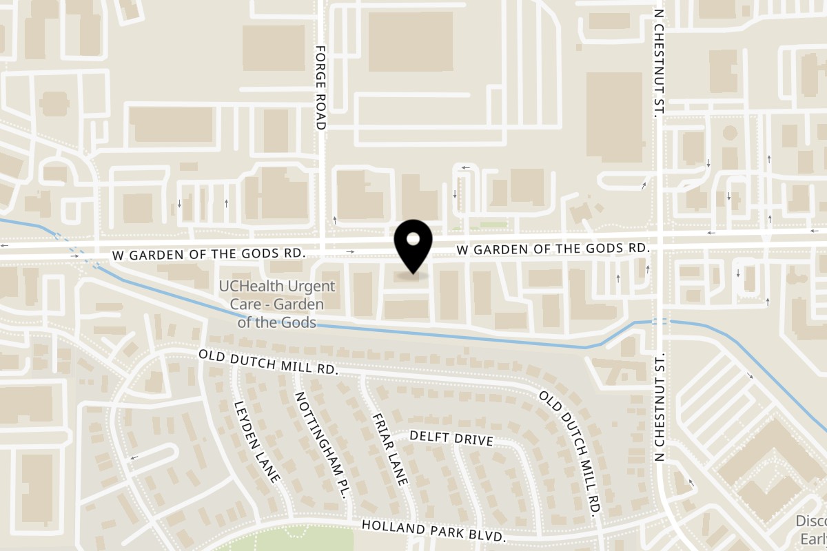 Map showing the location of Mollica's Italian Market and Deli on 985 Garden of the Gods Rd A in Colorado Springs